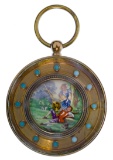 Longines Brass and Enamel Paperweight Clock