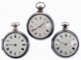 English Silver Pair Case Pocket Watches