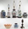 Asian Lamp and Ceramic Assortment