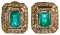 14k Yellow Gold, Emerald and Diamond Pierced Earrings