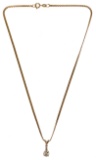 14k Gold and Diamond Pendant and 18k Gold Necklace