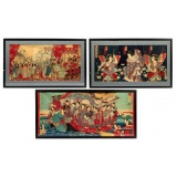 Japanese Meiji Period Ukiyo-e Triptych Assortment