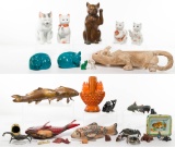 Cat and Fish Figurine and Vessel Assortment