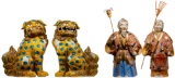 Satsuma Jotomba Couple and Foo Dog Ceramic Figurine Assortment