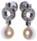 Cartier 18k White Gold, Pearl and Diamond Pierced Earrings