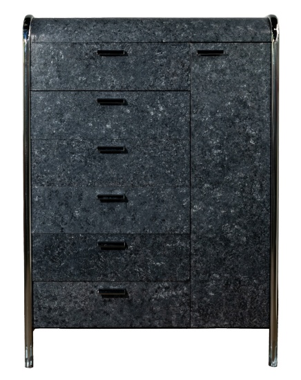 MCM Style Faux Marble and Chrome Dresser