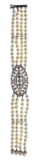 Platinum, 14k White Gold, Pearl and Diamond Bracelet