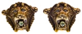 14k Yellow Gold, Topaz and Diamond Lion Cufflinks