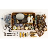 Gold, Silver, Costume Jewelry and Vanity Assortment