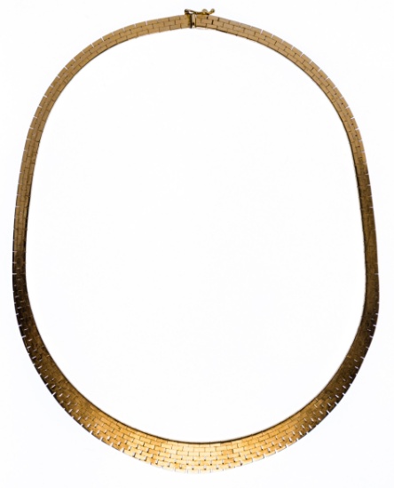 14k Yellow Gold Brushed Choker Necklace