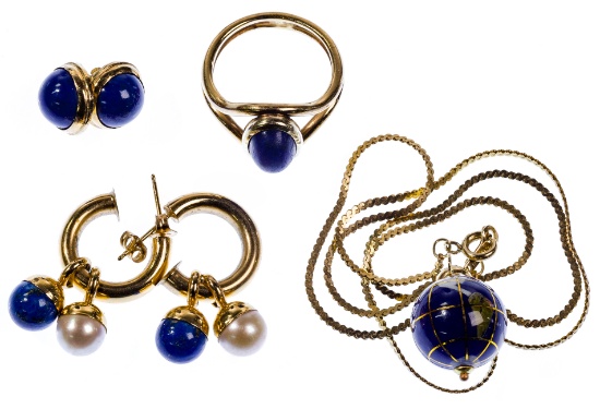 14k Yellow Gold and Lapis Lazuli Jewelry Assortment