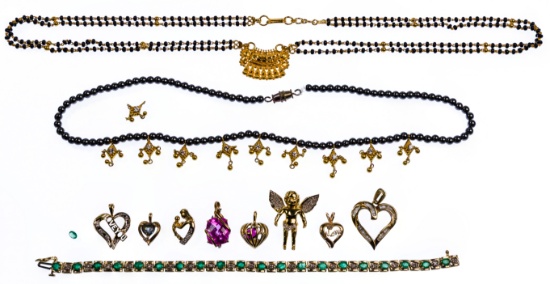 20k and 10k Gold Necklace, Pendant and Bracelet Assortment