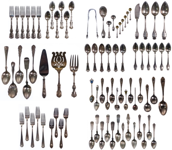 Sterling Silver and Coin Silver (900) Flatware Assortment