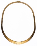14k Yellow Gold Brushed Choker Necklace