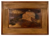 Japanese Framed Oil on Wood Panel