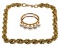 18k Yellow Gold and Pearl Ring and Twisted Rope Bracelet