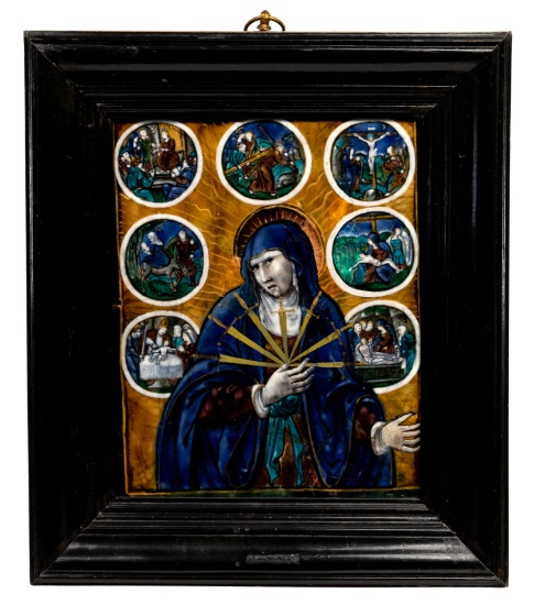 Limoges 'Mater Dolorosa' Painted Enamel Plaque