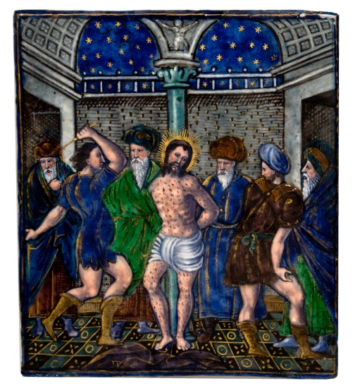 Limoges 'The Scourging of Christ' Painted Enamel Plaque