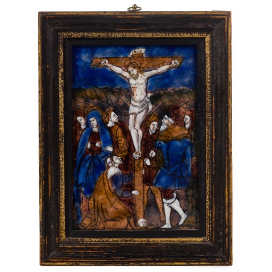 Limoges 'Crucifixion' Painted Enamel Plaque