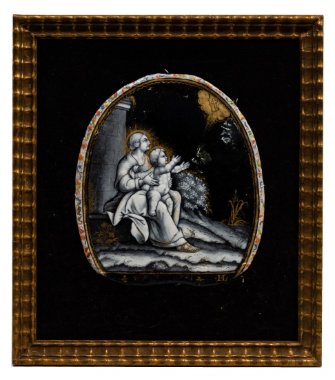 Limoges Jacques Laudin 'The Virgin and Child' Painted Enamel Plaque