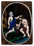 Limoges 'Issac Blessing Jacob' Painted Enamel Plaque