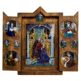 Limoges 'Coronation of Mary' Enamel Triptych