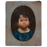 (Manner of) Hermenegildo Bustos (Mexican, 1832-1907) Oil on Tin