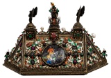 Viennese Silver, Enamel and Gemstone Casket Lid