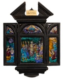 Limoges 'John the Baptist' Painted Enamel Triptych