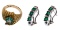 14k Gold, Emerald and Diamond Earrings and Ring