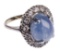 14k White Gold, Pale Blue Star Sapphire and Diamond Ring