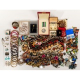 14k, 10k Gold, Sterling Silver and Costume Jewelry and Box Assortment