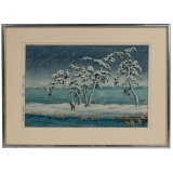 Kawase Hasui (Japanese, 1883-1957) 'Snow at Hinuma Swamp, Mito' Ukiyo-E Print