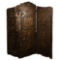 European Style Embossed Leather and Wood Room Divider Screen