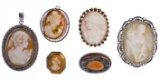 10k Gold and Sterling Silver Cameo Assortment