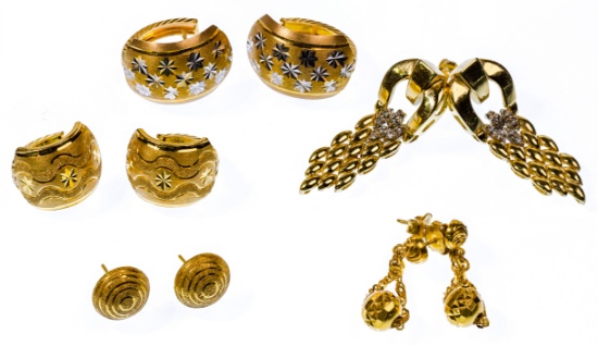 18k Yellow Gold Pierced Earring Assortment
