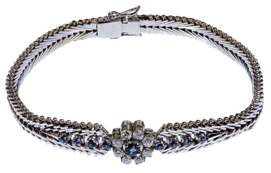 18k White Gold, Sapphire and Diamond Bracelet