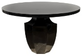 (Attributed to) Oly Black Lacquer Pedestal Table
