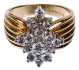 14k Yellow and White Gold and Diamond Ring