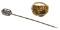 Platinum and Diamond Stick Pin and 18k Tri-Color Gold Ring