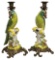 Ceramic and Brass Parrot Candlesticks