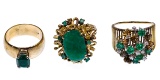 14k Yellow Gold and Emerald Ring Assortment