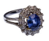 14k White Gold, Tanzanite and Diamond Ring