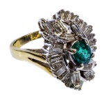 14k Gold, Emerald and Diamond Ring