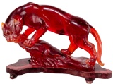 Chinese Cherry Amber Style Resin Panther