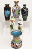 Japanese Style Cloisonne and Ginbari Musen Vase Assortment