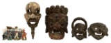 Asian Tribal Carved Wood Mask Assortment