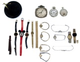 Gold Wristwatch Case and Costume Watch Assortment