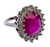 14k White Gold, Ruby and Diamond Ring