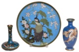 Japanese Style Cloisonne Vase and Tray Assortment